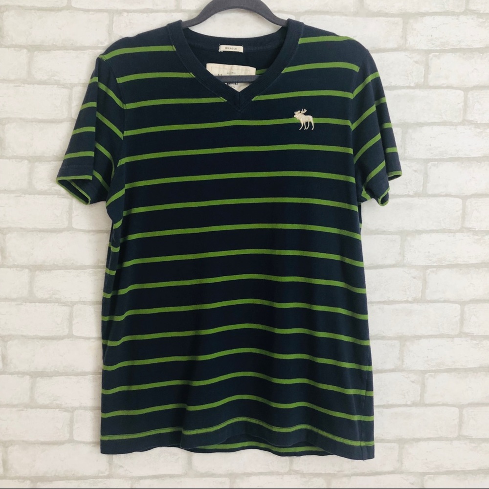 ABERCROMBIE STRIPED V-NECK
